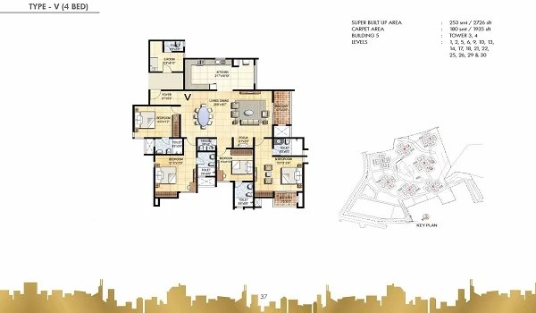 Prestige Falcon City Reserve 4 BHK Floor Plan